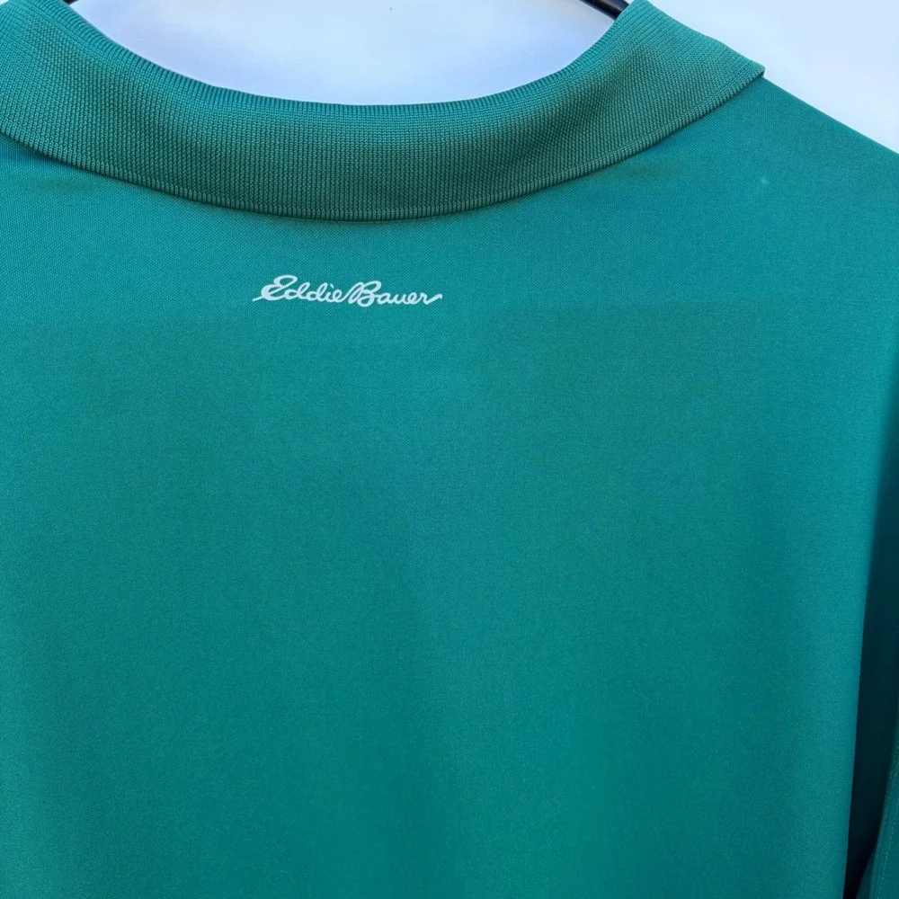Eddie Bauer Motion Mens Polo Shirt T2XL Tall Green Performance Short Sleeve‎